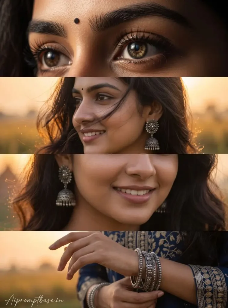 Girls Cinematic Vertical Collage Portrait Prompts