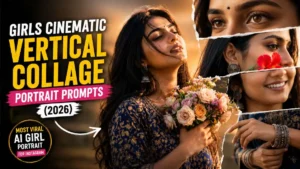 Girls Cinematic Vertical Collage Portrait Prompts