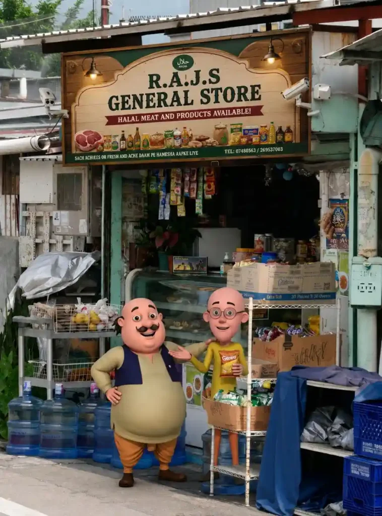 Motu Patlu Shop Promotion AI Video Editing Prompts
