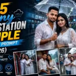Rainy Train Station Couple AI Photo Prompt