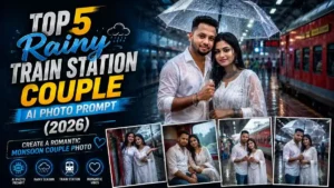 Rainy Train Station Couple AI Photo Prompt