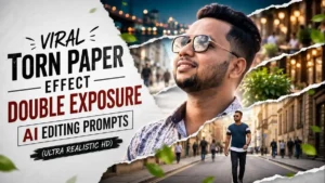 Torn Paper Effect Double Exposure AI Editing Prompt