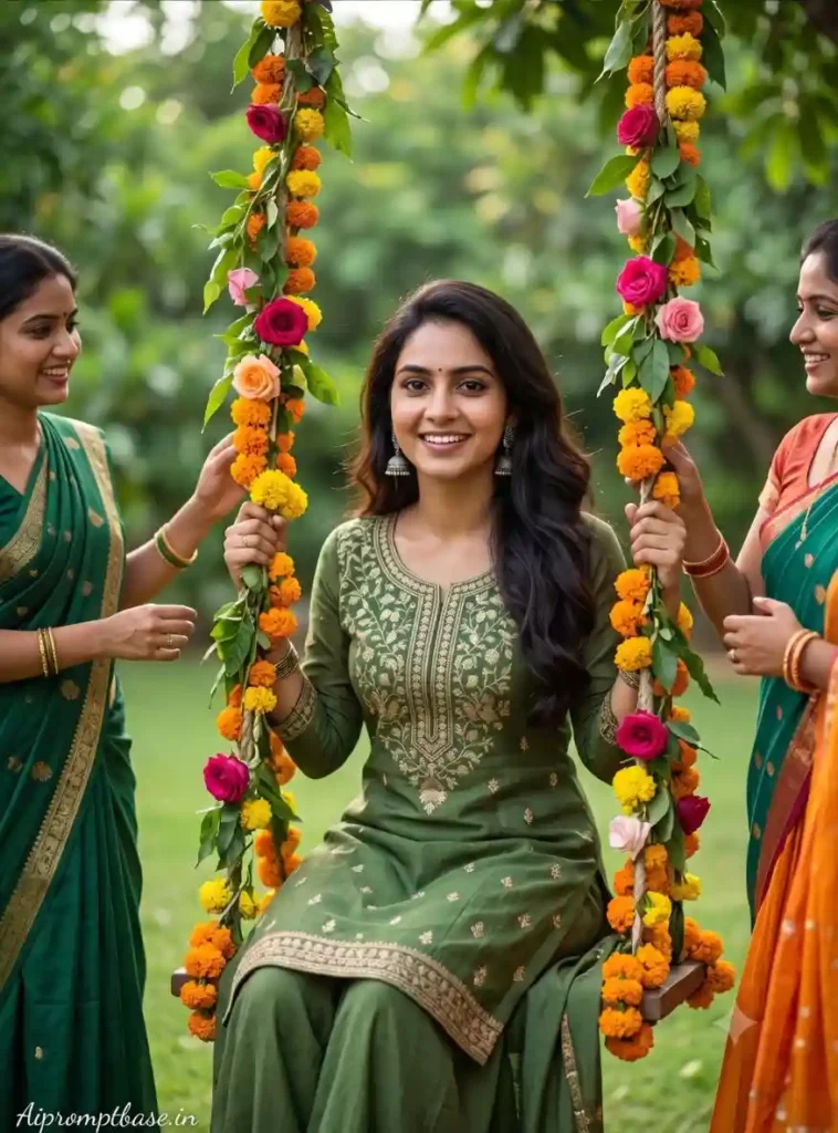 Haryali Teej AI Photo Prompt