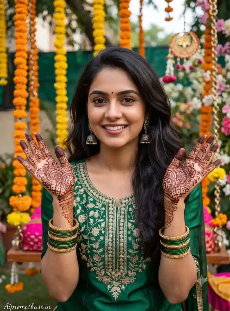 Haryali Teej AI Photo Prompt