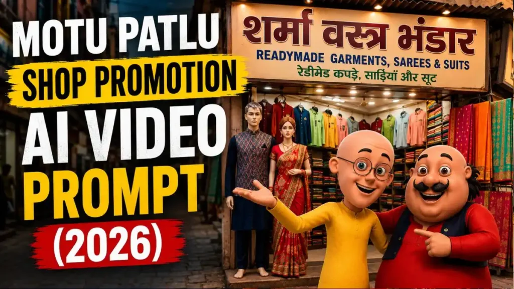 Motu Patlu Shop Promotion AI Video Prompt