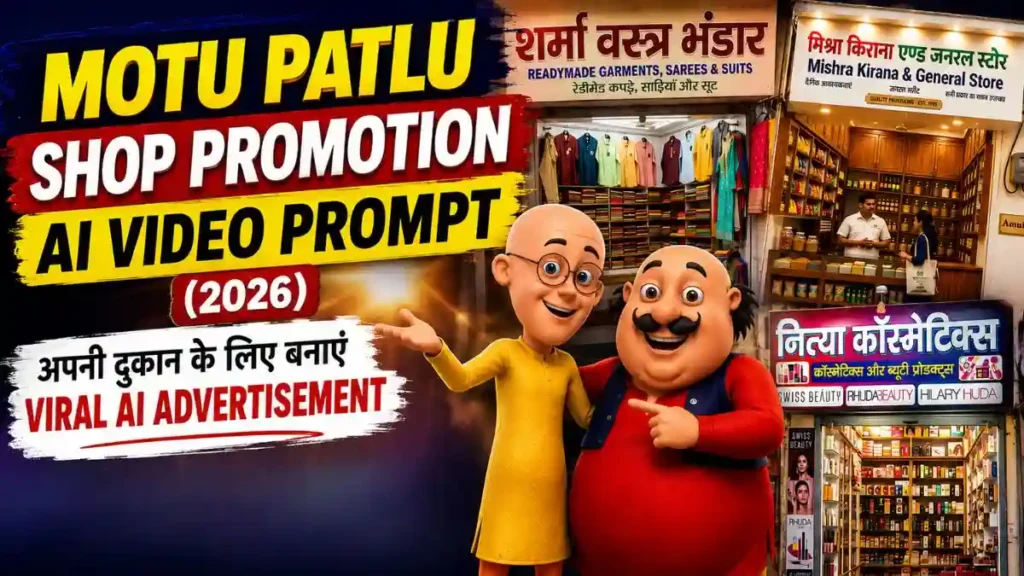 Motu Patlu Shop Promotion AI Video Prompt