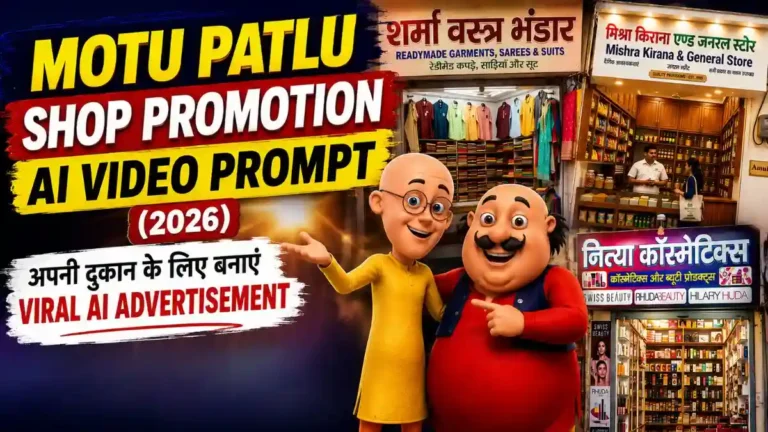 Motu Patlu Shop Promotion AI Video Prompt