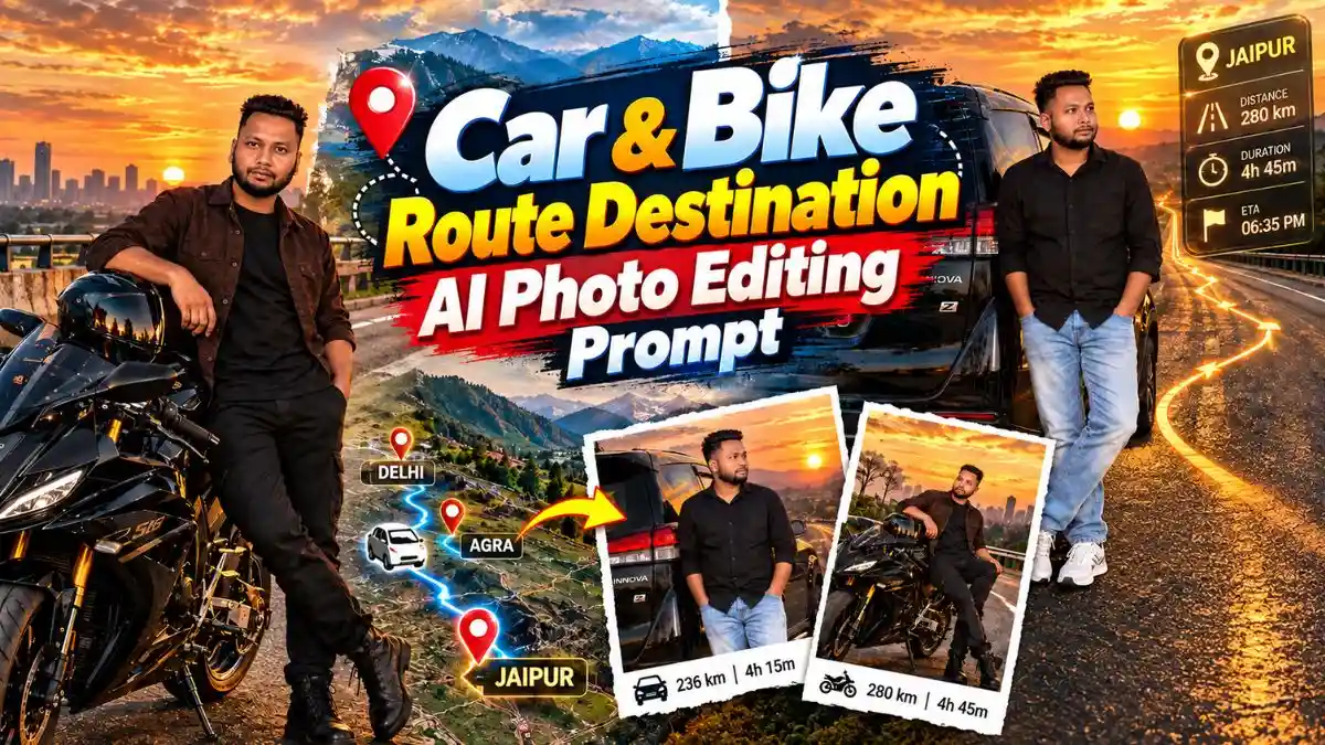 Car & Bike Route Destination AI Photo Editing Prompt