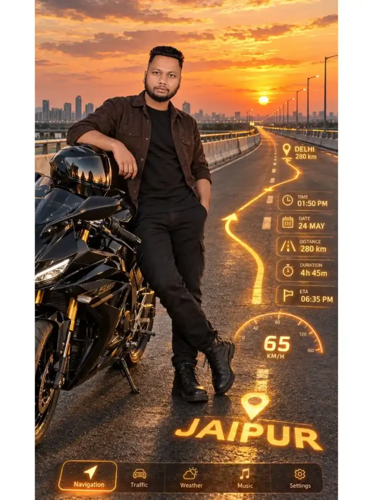 Car & Bike Route Destination AI Photo Editing Prompt