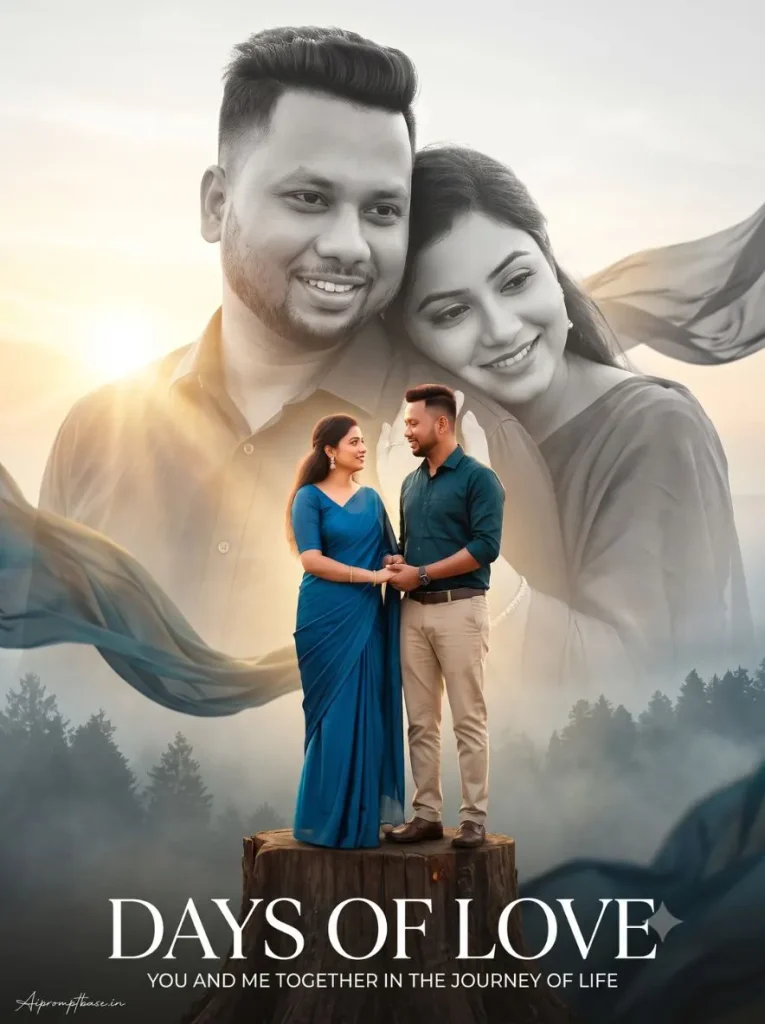 Cinematic Double Exposure Couple Prompt
