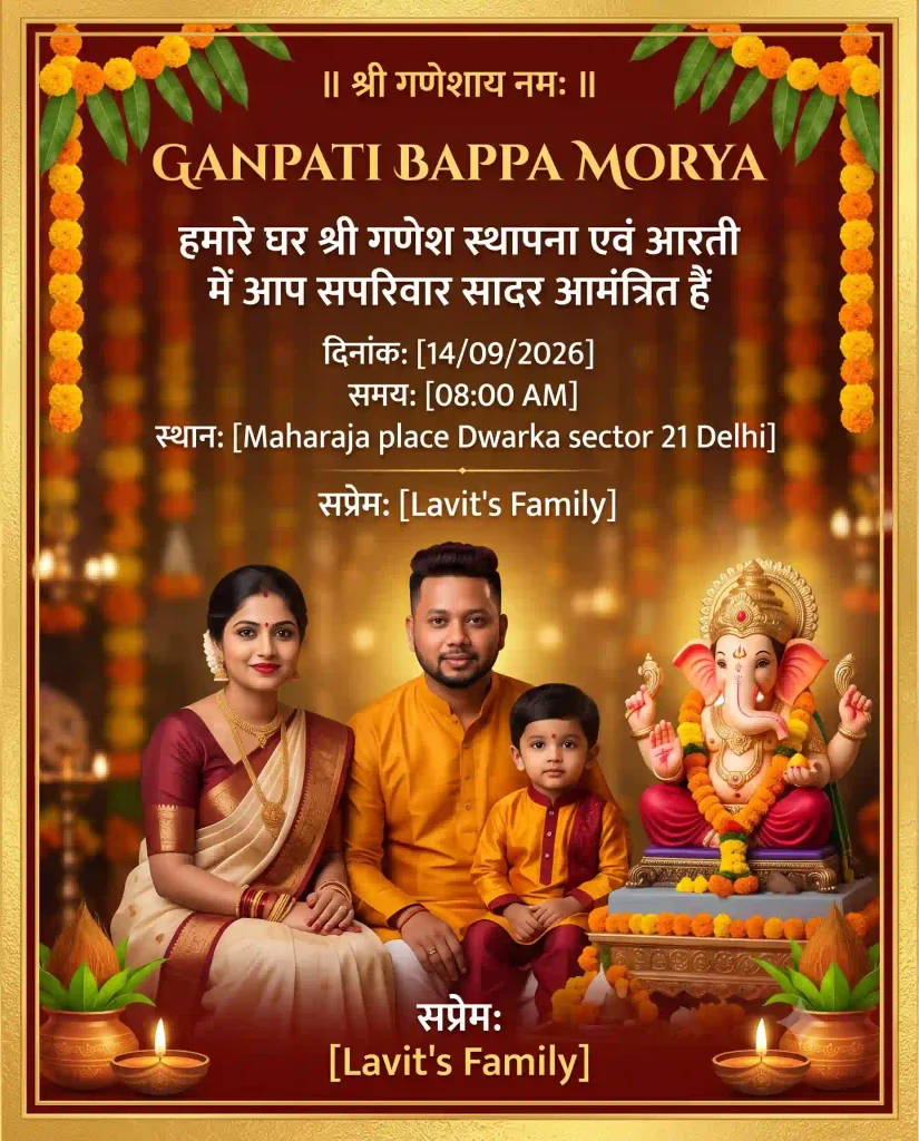 Ganpati Invitation Card AI Prompt