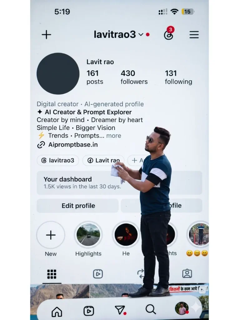 Instagram Profile Cleaning AI Video Prompt