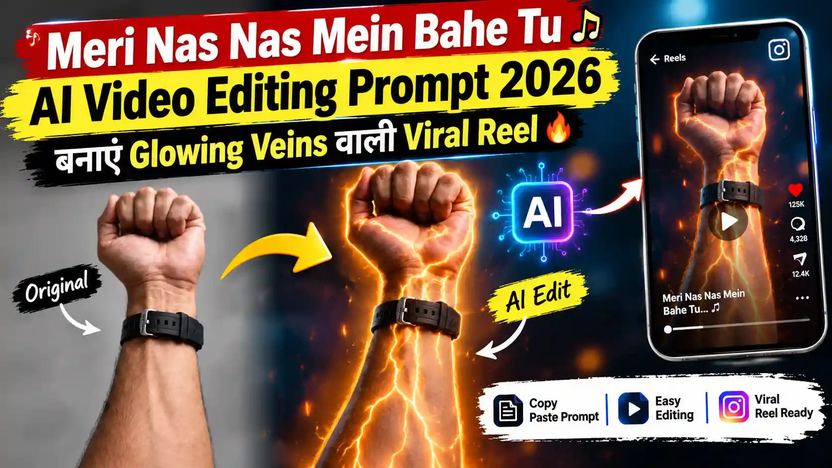 Meri Nas Nas Mein Bahe Tu AI Video Editing Prompt
